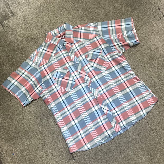 (XL) Wrangler 랭글러 체크 웨스턴 반팔 셔츠