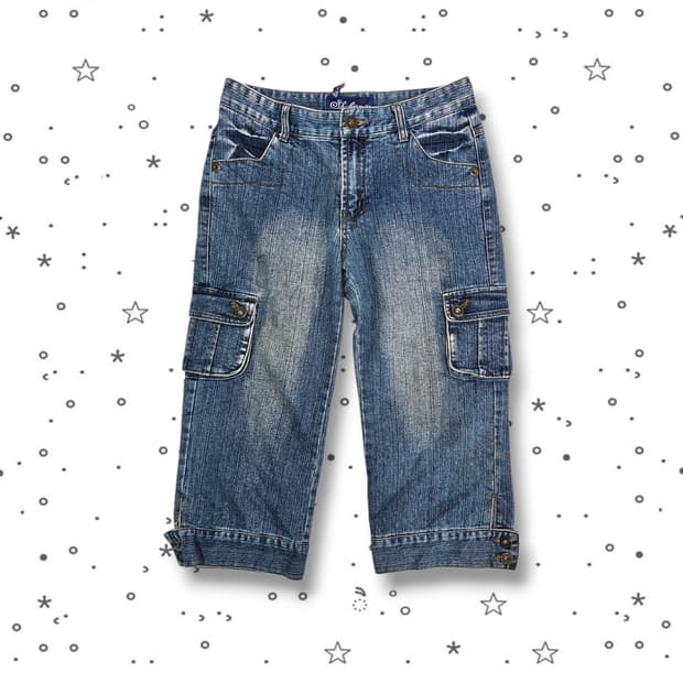27 Shebang VTG 빈티지 카고 데님 카프리 팬츠