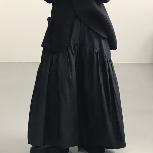 Jpn Black Tiered Maxi Long Skirt