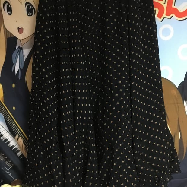 (VIN.)빈티지 도트 미디 스커트 블랙