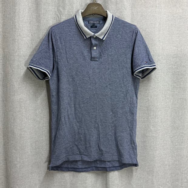 [XL] 타미힐피거 블루 면 반팔 카라티