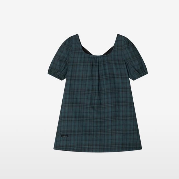 Black Tie Blouse Teal Check