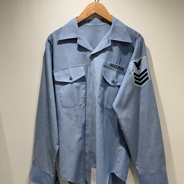 80s 오리지널 USN 미해군 샴브레이 유틸리티 셔츠