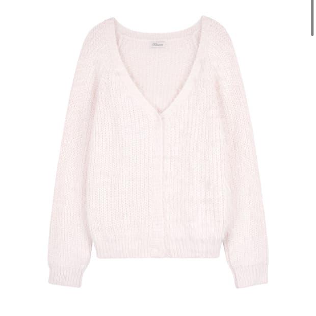 [새상품,택포] 클리시어 슈가플럼 헤어리 가디건 핑크