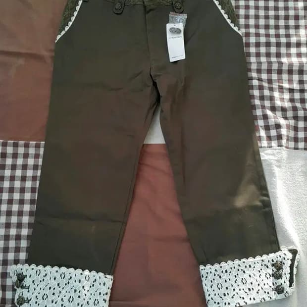 일본빈티지 새제품 axes femme 카키 레이스 바지