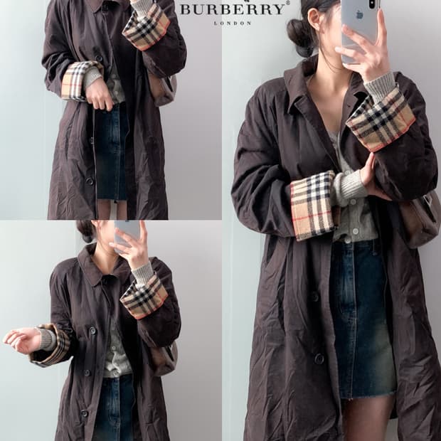 버버리 왁싱 트렌치 코트 