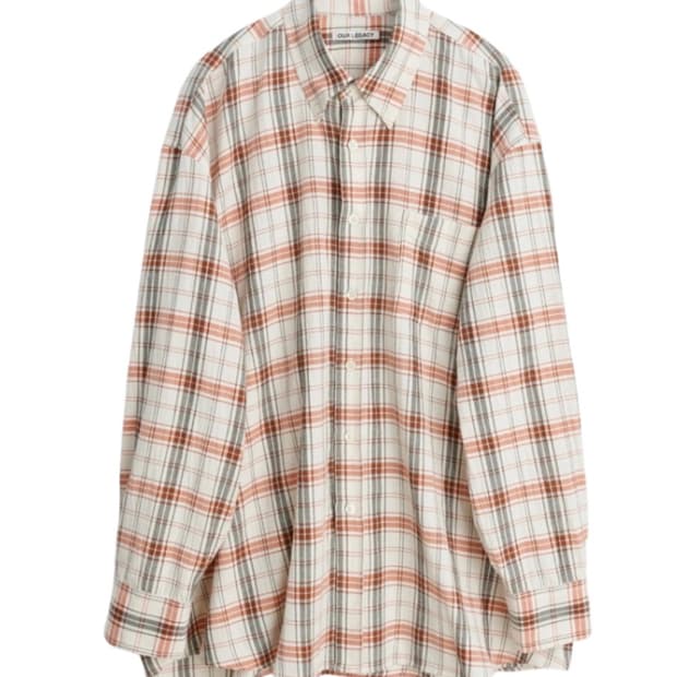 48)아워레가시 BD 셔츠 화이트오렌지메모리체크