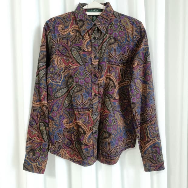 랄프로렌 페이즐리 코튼 셔츠 블라우스 (55사이즈/표기S) 상태최상