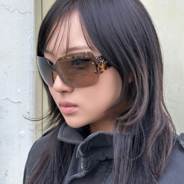 00s 디올 XL 치타 프린트 빅 선글라스