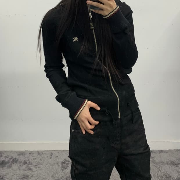 버버리 블루라벨 울 니트 집업