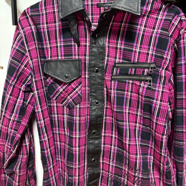펑크키치나나깔 핑크마젠타 블랙 글리터포인트 셔츠