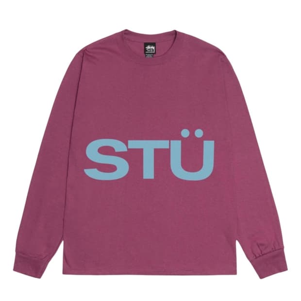 스투시 올 캡스 롱슬리브 티셔츠 베리 M Size