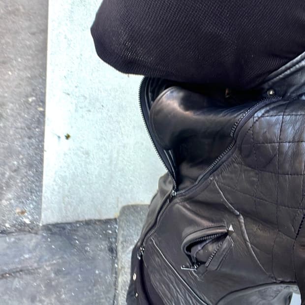 램스킨 사선 바이커 레더자켓