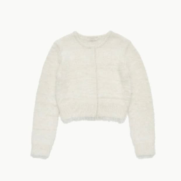 아모멘토 크롭 샤기 가디건