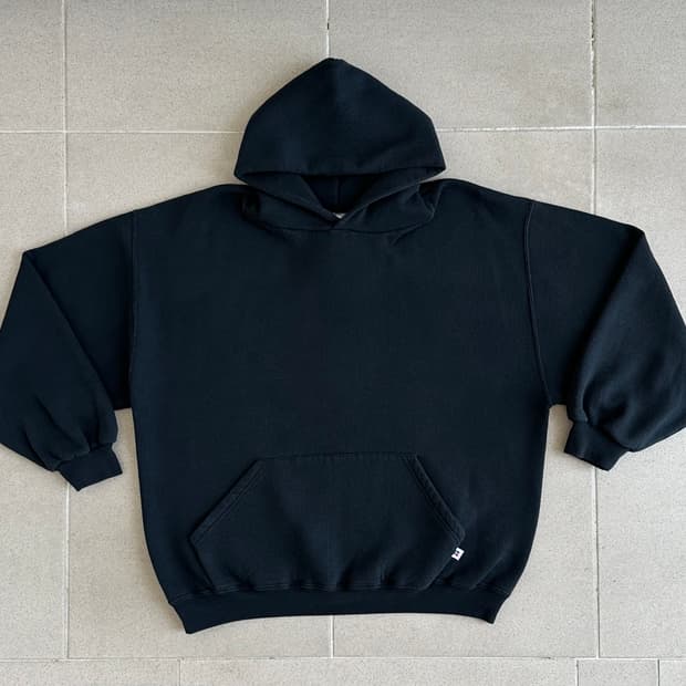 90s 빈티지 러셀 후드 블랙 XL