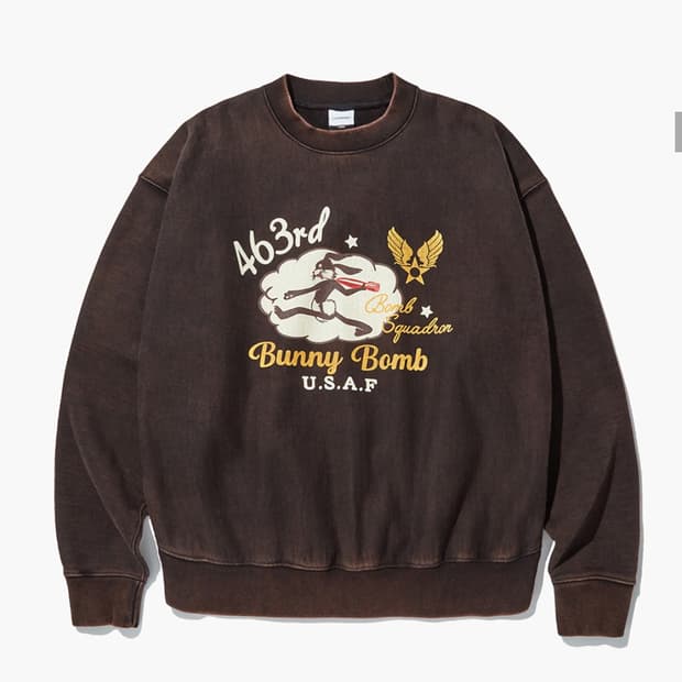 아웃스탠딩 bunny bomb 맨투맨 빈티지 블랙 S