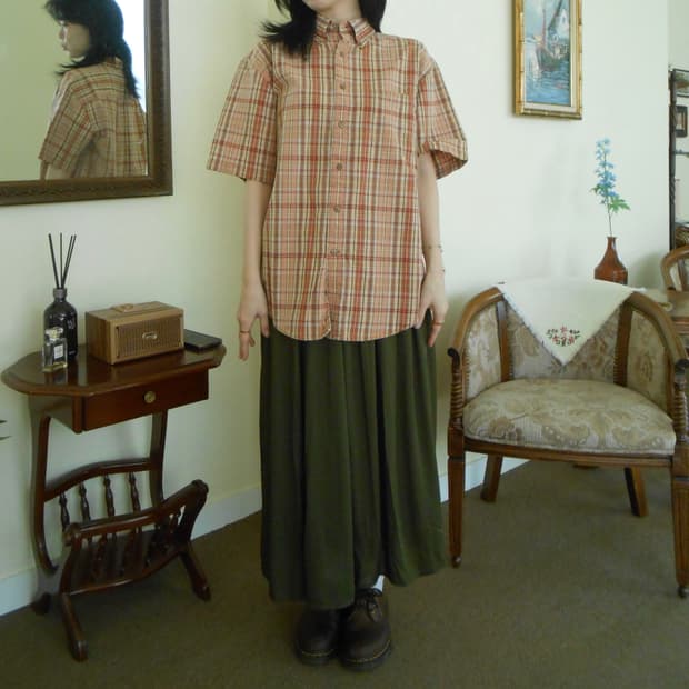 선셋 체크 엉클 셔츠