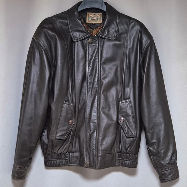 포인트제로 봄버 램스킨 양가죽 자켓 다크브라운 XL