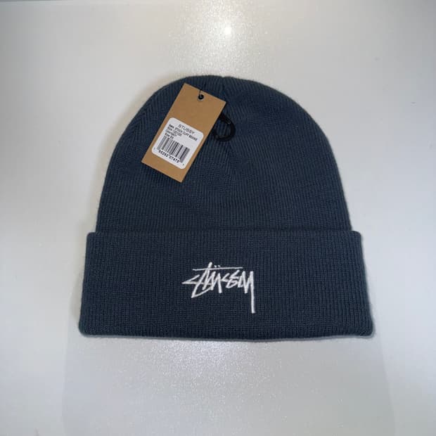 스투시 스탁 커프 비니 네이비