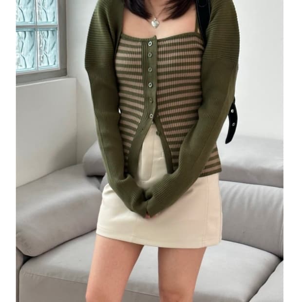 스트라이프 나시 볼레로 세트 (새상품)