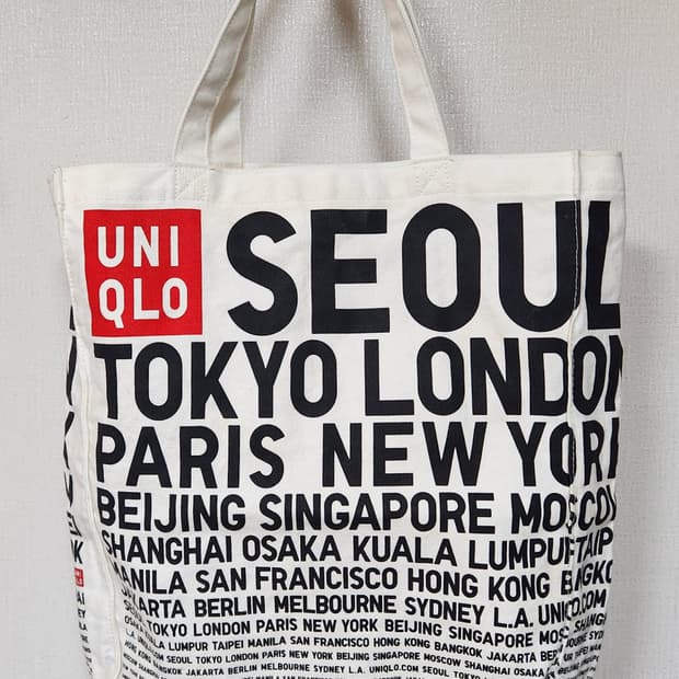 UNIQLO 유니클로 시티 레터링 에코백, 캔버스백 40x40