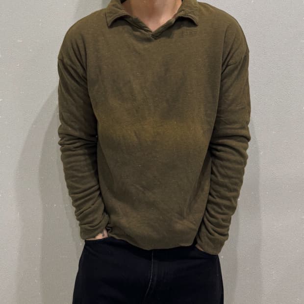 캐피탈 크롭 폴로 스웻셔츠