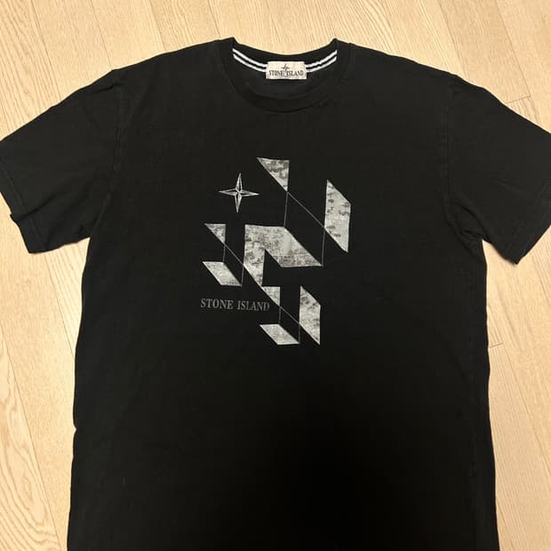 스톤아일랜드 블랙 로고 반팔 티셔츠 xl 정품(실측 100)