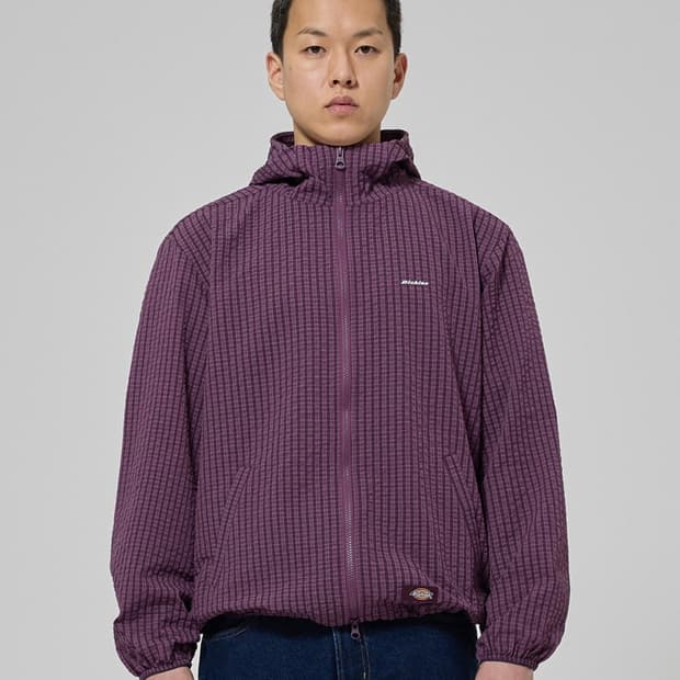 디키즈 그리드 체크 라이트 바람막이 윈드브레이커 퍼플 보라 m