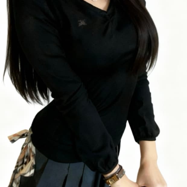 버버리 블루라벨 대대장템 사이드 리본 블랙 롱슬리브