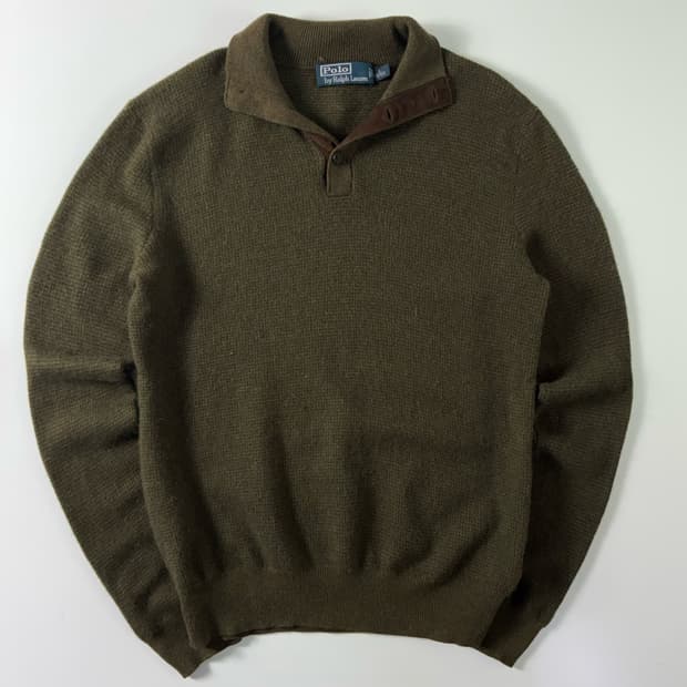Polo  폴로 랄프로렌 울 브라운 하프버튼 니트 