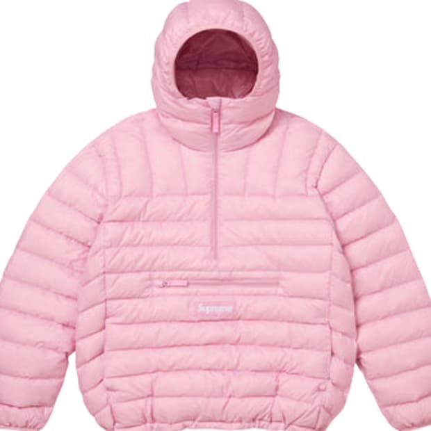 [새상품] 슈프림 마이크로 다운 하프 집 후드 풀오버 라이트 핑크