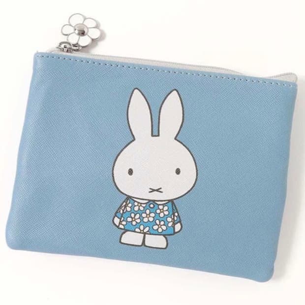미피 블루 플라워 플랫 파우치