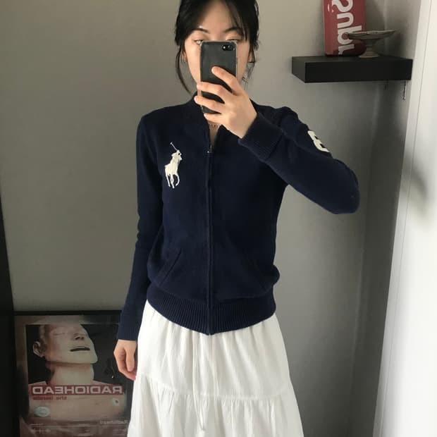 폴로 랄프로렌 빅포니 네이비 니트 집업