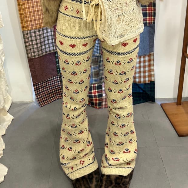 히스테릭글래머 니트 패턴 팬츠