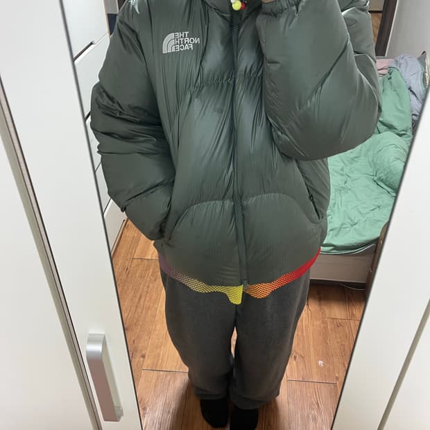 노스페이스 화이트라벨 웨이브 RDS 다운자켓 (카키)