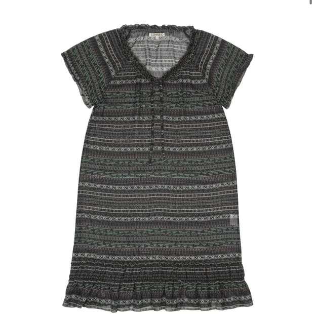  CHIFFON SHIRRING ONE PIECE DARK GREEN