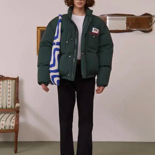 [L] STU 22FW 덕 다운 숏 자켓 그린 패딩 STU OFFICE