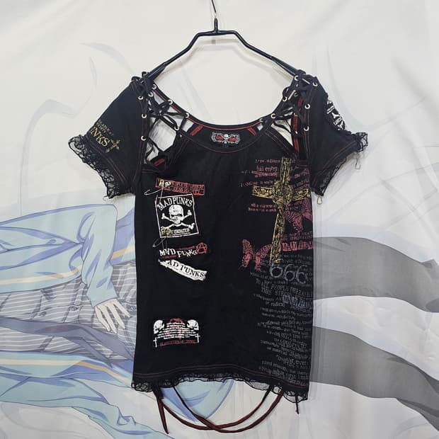 MAD PUNKS 펑크 블랙 스컬 셔츠