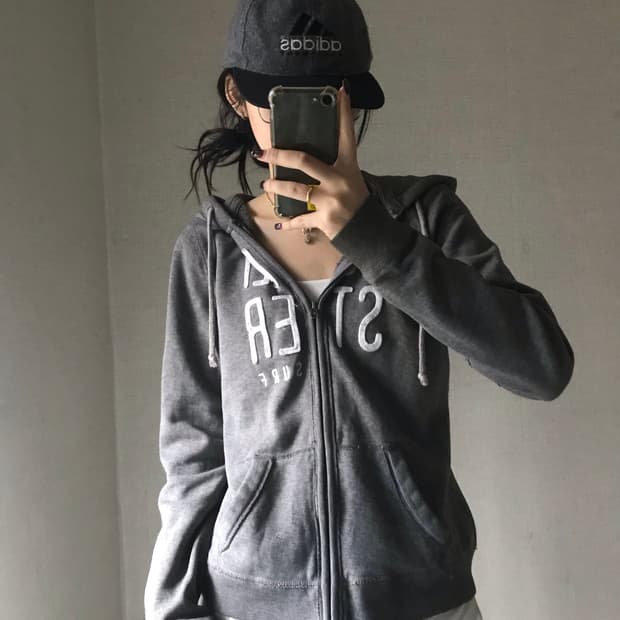 홀리스터 그레이 후드집업