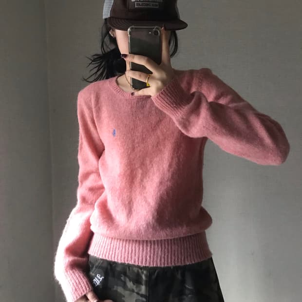폴로 핑크 니트