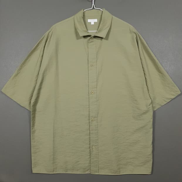 실측 XL) COS 코스 세이지 올리브 카키 코튼 오버핏 반팔 셔츠