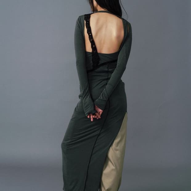 에스이오 백홀 레이스 져지 드레스