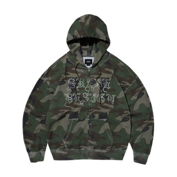 스웨이드 써멀 카모 후드집업