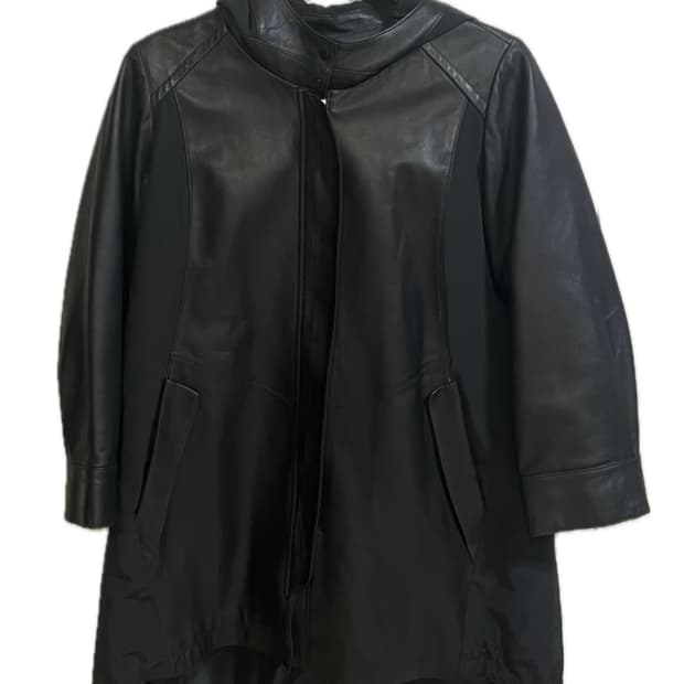 후드가죽자켓(리얼가죽 롱자켓)