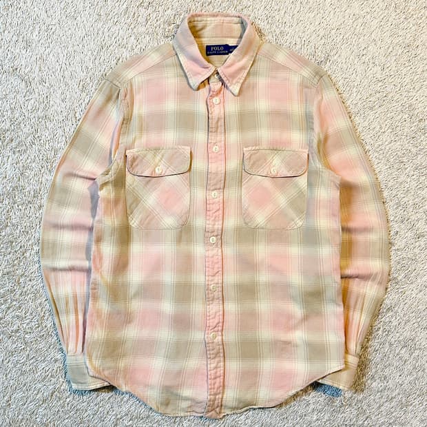 폴로 랄프로렌 신형 투포켓 타탄 체크셔츠 핑크