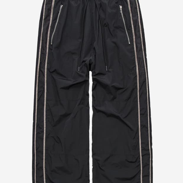 (3)(정가이하) 폴리테루 1011 나일론 트랙팬츠 플로럴 파이프드 블랙