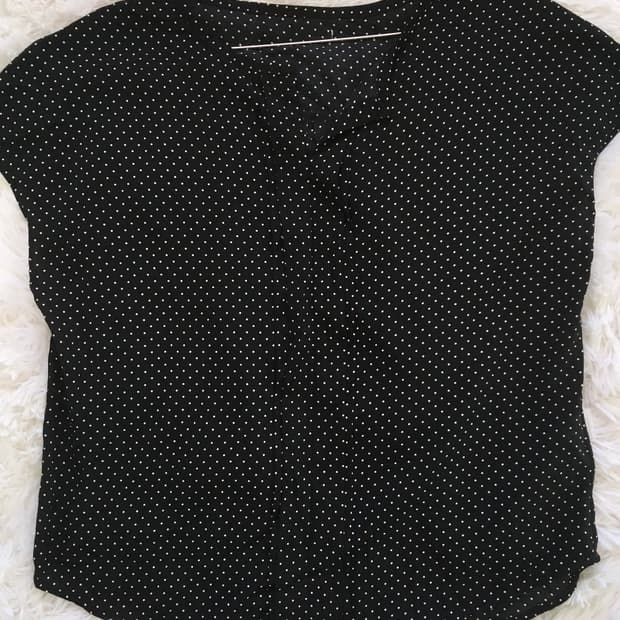 빈티지 트임넥 블랙 도트 블라우스 1039 y2k 스트릿 갸루 펑키 일본
