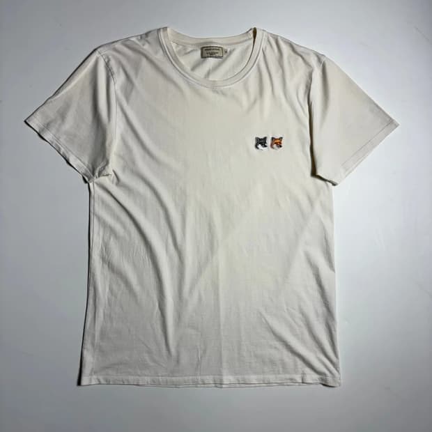 메종키츠네 더블 폭스헤드 패치 클래식 반팔 티셔츠 R1506