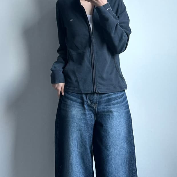 나이키 00s 자수로고 블랙 플리스 집업