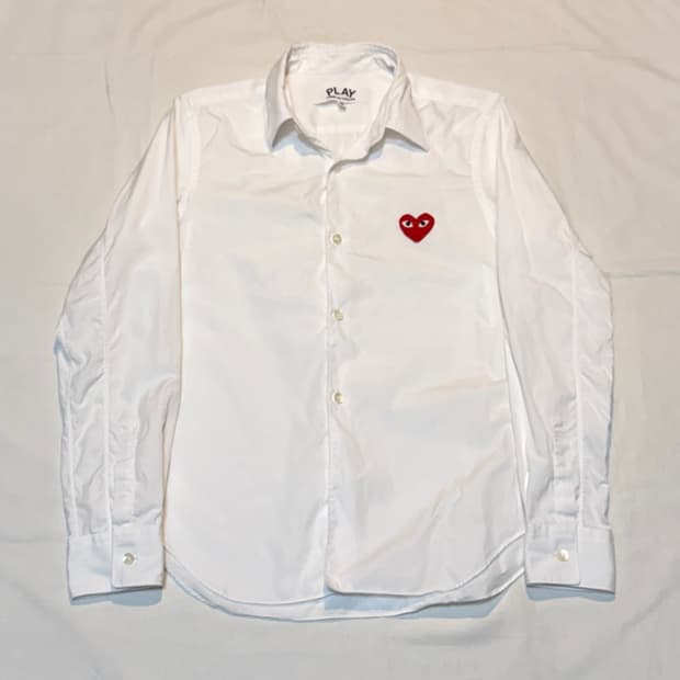 꼼데가르송 플레이 하트와펜 셔츠 화이트